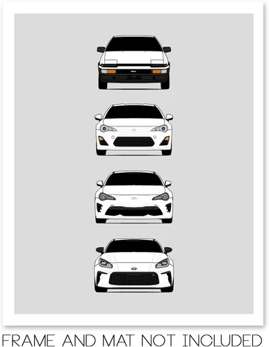 Miniatura 2 de Custom Car Posters Póster hecho a mano compatible con Toyota (Scion) FR-S 86 generaciones e impresión de Toyota 86 Trueno FR-S GR86 AE86 Scion
