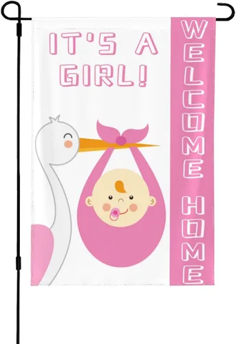Miniatura 18 de Bandera de bienvenida para el jardín del bebé, cigüeña, baby shower, fiesta familiar, recién nacido, bandera de revelación de género, letrero
