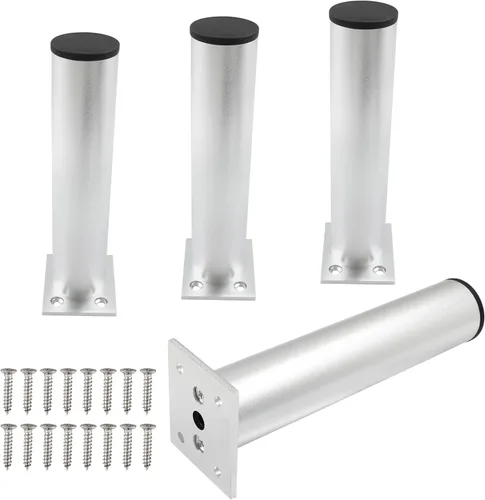 Miniatura 10 de Juego de 4 patas para muebles de 4 pulgadas, patas ajustables de aleación de aluminio, patas redondas de metal para sofá, patas ajustables