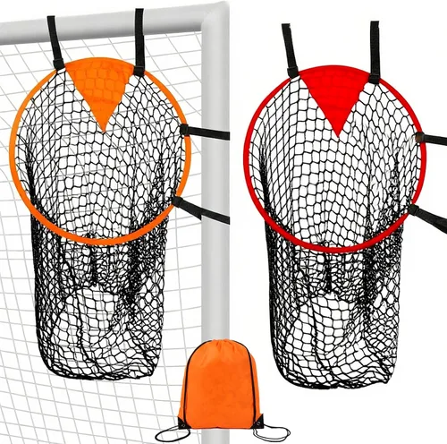 Redes de esquina para portería de fútbol, paquete de 2 con bolsa de transporte, objetivos de tiro de alta visibilidad con red de captura y correas
