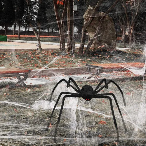 Miniatura 2 de Araña gigante de Halloween de 6.6 pies, decoración de Libay para exteriores, araña peluda grande, araña peluda aterradora, decoración espeluznante