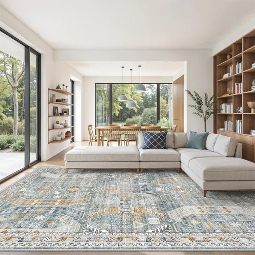 Miniatura 57 de befbee Alfombras de 6x9 pulgadas para sala de estar - Alfombras lavables a máquina resistentes a las manchas para dormitorio, alfombra de área