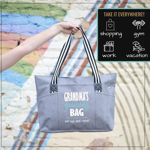 Miniatura 4 de Brooke & Jess Designs Bolso de mano para la abuela – Bolso de lona resistente con cremallera y bolsillo interior para la abuela para uso diario