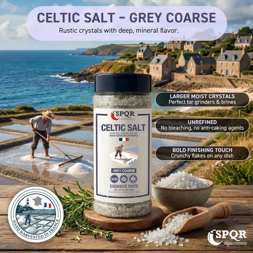 Miniatura 3 de Sal marina mineral sin refinar de grano grueso gris celta cosechada a mano en Francia XL 13oz. Botella por SPQR Seasonings