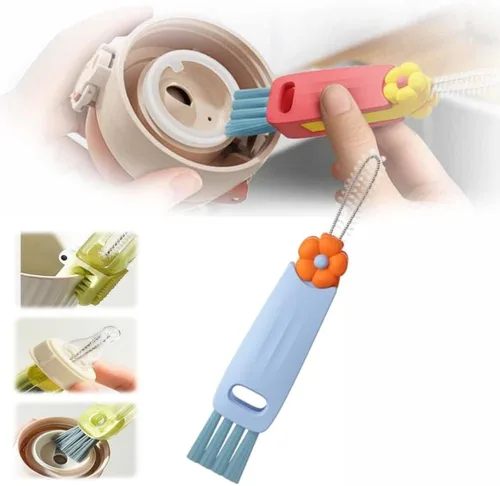 Miniatura 19 de Limpiador de Tapas de Tazas Multifuncional 3 en 1 - Juego de Cepillos de Limpieza para Hendiduras para Espacios Estrechos, Biberones y Más - A3