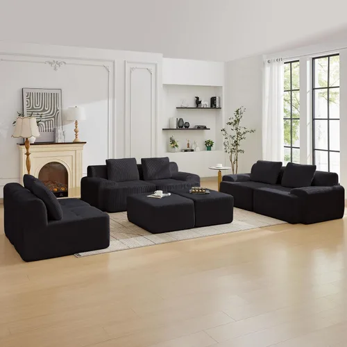 Miniatura 33 de Modular Sectional Sofa with Movable Ottoman, 1 Seat Deep Seat Couch with 1 Pillow, Comfy Cloud Sectional Sofa for Living Room, Bedroom and Apartment