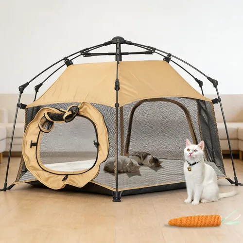 Miniatura 11 de Catio Outdoor Cat Enclosure Cat Tent with 2 Doors, Waterproof & Portable, Mesh Wall, Connectable to Play Tunnels,Indoor/Outdoor Cats Enclosed