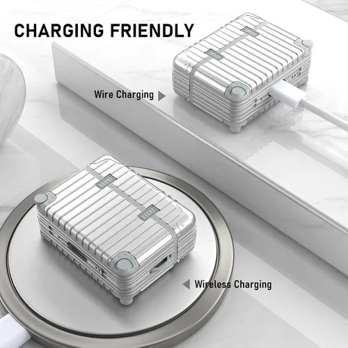 Miniatura 4 de KOREDA Funda compatible con AirPods Pro de 2ª/1ª generación, bonita y divertida funda con diseño de maleta para Airpods Pro de 2ª/1ª