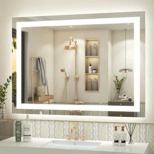 Miniatura 19 de 40x32 Espejo LED inteligente para baño, espejo de tocador regulable con luces, espejo de maquillaje retroiluminado y frontal para pared, antivaho