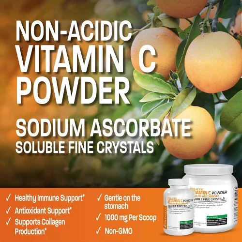 Miniatura 3 de Bronson Labs cristales de vitamina C, 1000 mg (ascorbato de sodio no acídico), 1