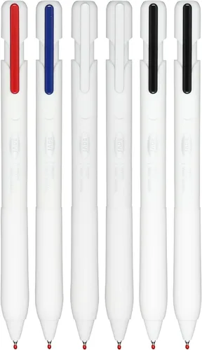 DUNBONG Bolígrafo retráctil, bolígrafos de gel de 0.020 in, punta fina, 4 negros, 1 azul y 1 rojo, caja de 6 bolígrafos