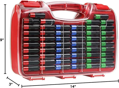 Miniatura 7 de Organizador de Almacenamiento de Batería, La Caja Organizador de Almacenamiento de Batería con probador, funda de batería transparente, soporte