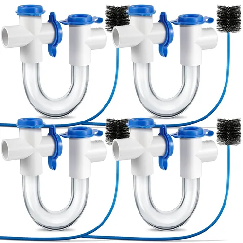 Miniatura 10 de 1 Pack 3/4 Inch Standard Condensate Trap with Cleaning Brush, PVC U Trap for HVAC Systems, Air Conditioner, Effectively Drains Condensate (Clear)