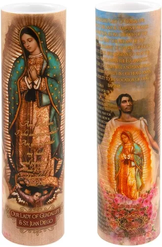 Miniatura 3 de Nuestra Señora de Guadulpe con Juan Diego, vela de oración devocional sin llama LED