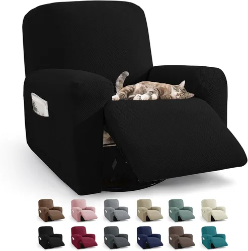 Miniatura 35 de JIVINER Fundas reclinables de gran tamaño de 3 piezas para sillón reclinable grande con bolsillos, tela jacquard elástica Lazy Boy funda para sofá
