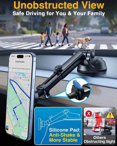 Miniatura 5 de YRU [Grado militar 2026] para soporte de automóvil Magsafe [90+libras de succión fuerte] Soporte magnético ajustable de 360° para ventilación