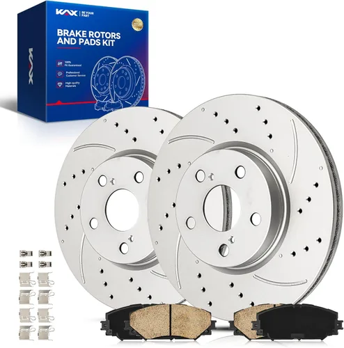 Miniatura 62 de Kit de freno delantero KAX, rotores de freno ranurados y con hendiduras, pastillas de freno cerámicas Compatible con Honda Accord 1990 1991 1992