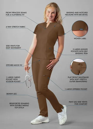 Miniatura 3 de Adar Addition Go-Higher - Juego de uniforme quirúrgico para mujer, camiseta con muescas y cuello en V, pantalones cargo quirúrgicos y ajustados
