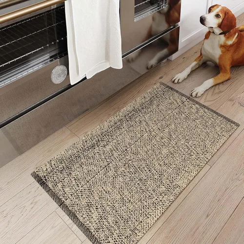 Miniatura 38 de LEEVAN - Alfombras lavables para cocina de 3 x 5 pies, alfombra de color crema para dormitorio, alfombra de algodón tejida para entrada, alfombra