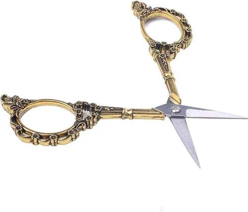 Miniatura 4 de Tijeras vintage BIHRTC estilo europeo para bordado, costura, artesanías, trabajos de arte y uso diario, Dorado