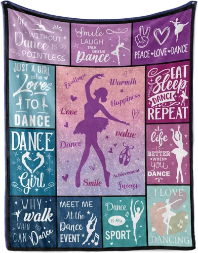 Manta de baile para niñas, franela suave y cálida manta deportiva de baile para niñas, niños, adolescentes, niños, amantes de la danza para todas