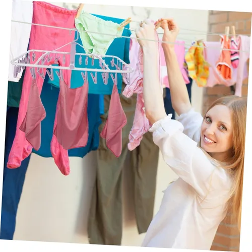 Miniatura 4 de Estante de secado de ropa para calcetines, 32 clips, perchero para ropa y toallas