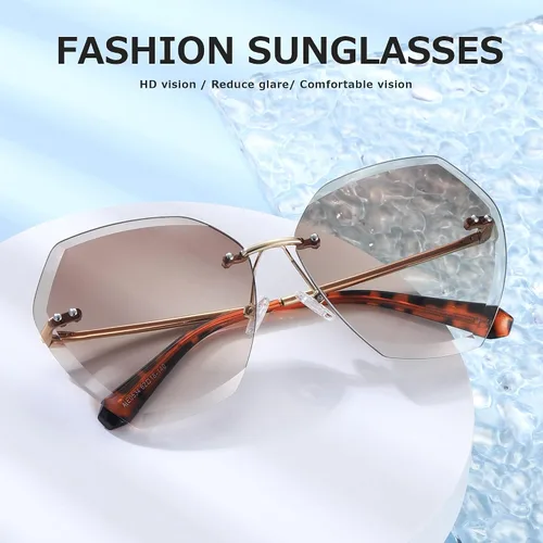 Miniatura 2 de AEVOGUE - Los lentes de sol para mujer, sin bordes, lentes de corte de diamante, de tamaño grande (AE0534)