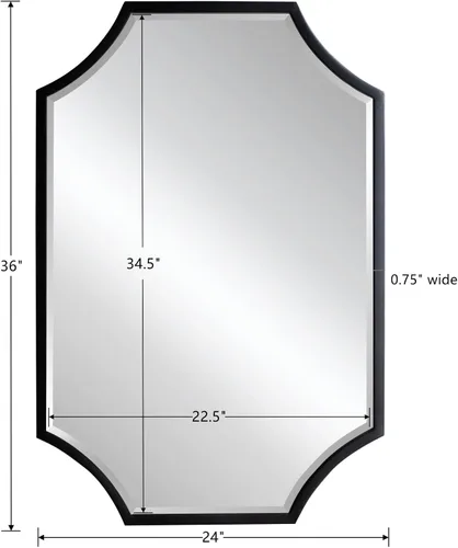 Miniatura 7 de Kelly Miller Espejo de baño negro festoneado para pared, espejo negro de 24 x 36 pulgadas, espejo decorativo de pared con marco biselado para baño