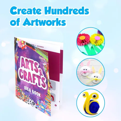 Miniatura 6 de Darice Kit de artes y manualidades – Más de 500 piezas de suministros y materiales de manualidades para niños, caja de suministros de arte