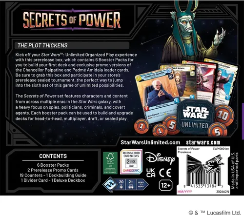 Miniatura 3 de Asmodee Star Wars: Caja ilimitada de TCG Secrets of Power PRERELEASE - 6 paquetes de refuerzo, tarjetas promocionales exclusivas de la canciller