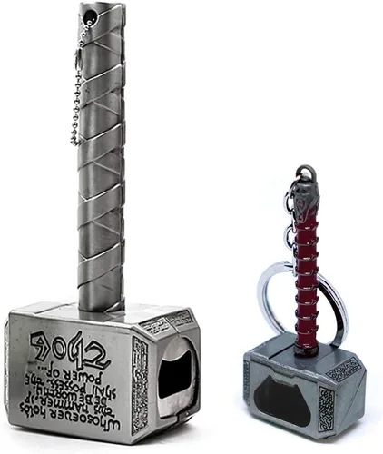 Miniatura 8 de Paquete de 2 abridores de cerveza magnéticos con forma de martillo y llavero de guante, abridor de botellas, regalos de cerveza para hombres