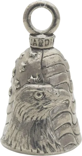 Guardian Bell Animals Good Luck Bell w/Keyring & Black Velvet Gift Bag | Motorcycle Bell | Lead-Free Pewter | Made in USA