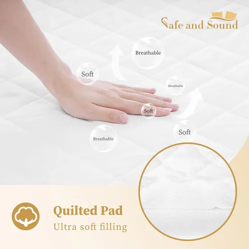 Miniatura 5 de Funda acolchada ajustable para colchón individual XL, protector de colchón impermeable, bolsillo profundo elástico que se adapta a hasta 21