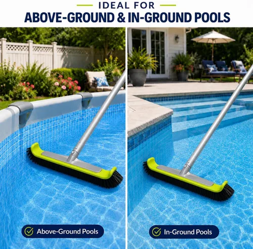 Miniatura 8 de Sepetrel - Cabezal de cepillo de piscina para limpieza de paredes, cepillos de limpieza resistentes para piscinas enterradas/desmontables con cerdas