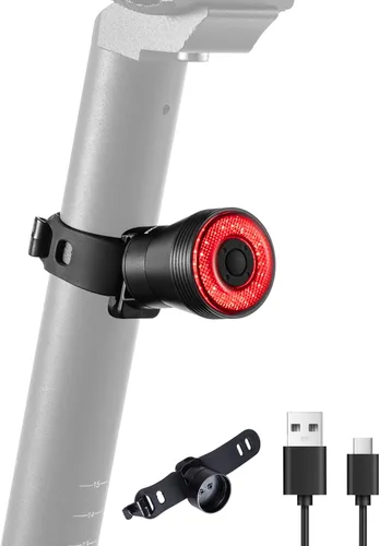 Miniatura 9 de ROCKBROS Luz Trasera de Bicicleta Inteligente, Luces Traseras de Bicicleta con Sensor de Freno para Paseo Nocturno, Luces Traseras LED