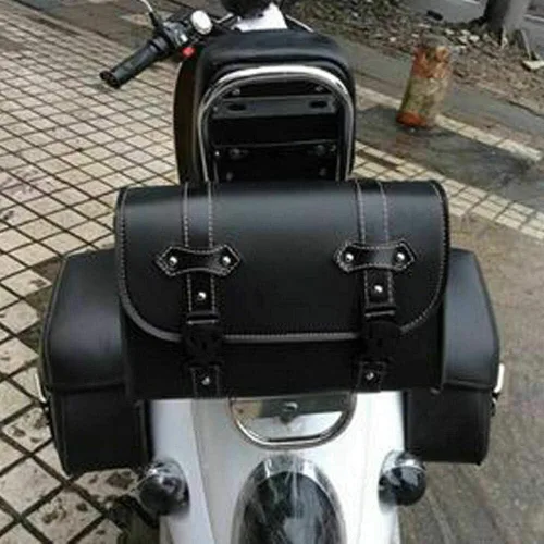 Miniatura 3 de Maso Bolsa de silla de montar de motocicleta, equipaje universal de cuero PU bolsa de almacenamiento con 2 correas de montaje negro