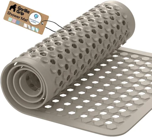 Miniatura 24 de GORILLA GRIP Alfombrilla para bañera patentada, lavable a máquina, con ventosas y orificios de drenaje para mantener las bañeras limpias, suave