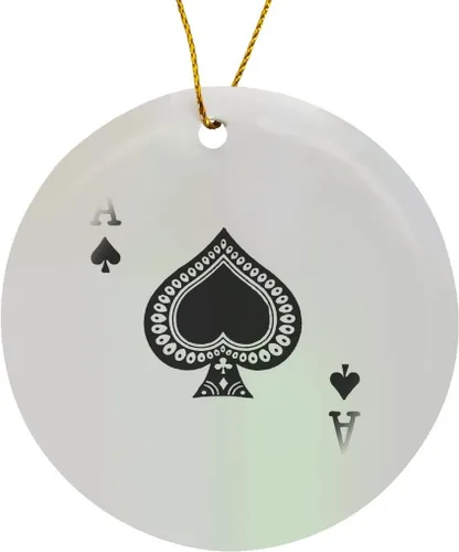 Miniatura 8 de 3dRose ORN_76552_1 Ace of Spades - Juego de espada negra, adorno de copo de nieve, porcelana, 3 pulgadas