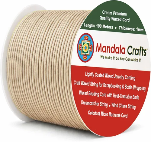 Miniatura 15 de Cuerda Mandala Crafts 0.03 pulgadas 109 yardas para hacer joyería, artesanía, macramé, cuerda de algodón encerado Negro