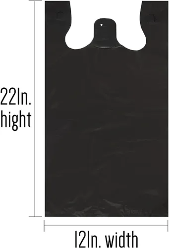 Miniatura 2 de Bolsas grandes para camisetas en relieve color negro liso (400 unidades), 12 x 7 x 22 pulgadas, 17 micrófonos, bolsas negras con asa, a granel