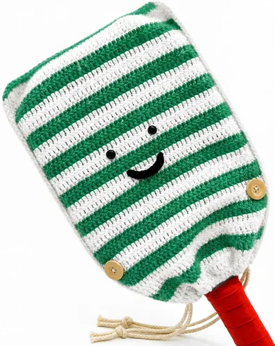 Miniatura 13 de Funda de paleta de pickleball de ganchillo para regalo, funda hecha a mano para mujeres y hombres, bonitos accesorios con bolsa de prensa, lista Azul