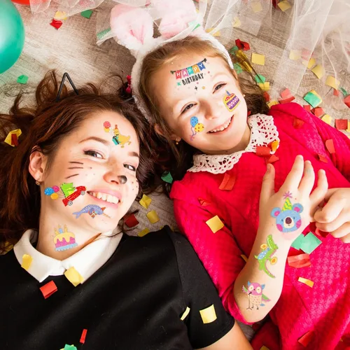 Miniatura 2 de winthrop 120 tatuajes temporales de animales para niños, tatuajes de seguridad impermeables envueltos individualmente, la mejor opción