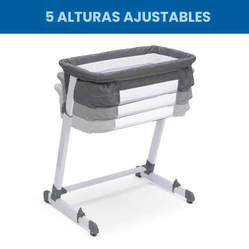 Miniatura 5 de Simmons Kids By The Bed City Sleeper Moisés - Cuna portátil de altura ajustable con ruedas y malla transpirable, tweed gris