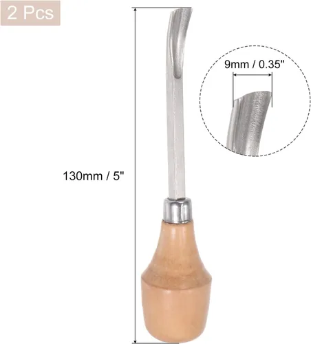 Miniatura 2 de uxcell Cuchillo para tallar cinceles de madera, 0.394 in cromado 45 # acero al carbono curvada punta media redonda herramienta de mano