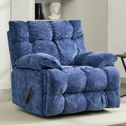Miniatura 17 de Silla reclinable mecedora extra grande, sillón reclinable con giro eléctrico para sala de estar, reclinables mecedores acolchados extra anchos