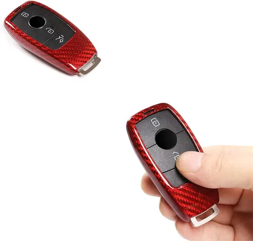 YIWANG - Carcasa de fibra de carbono para llave de coche Mercedes Benz W222 S Clase E W213 Clase C W205 GLC X253, color rojo