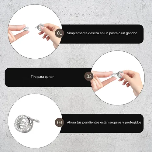 Miniatura 7 de Nkwuire 12 Estilos 600 Piezas Respaldos de Aretes para Pendientes, Respaldos de Aretes de Plástico Transparente Hipoalergénicos de Metal Caucho
