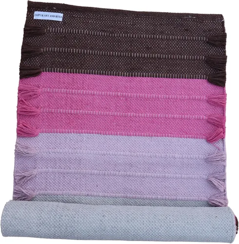Miniatura 15 de Jaipur art & Rugs Estera de yoga de algodón - Alfombra tejida a mano ecológica - Antideslizante y gruesa (61x183x5mm) para fitness diario en casa