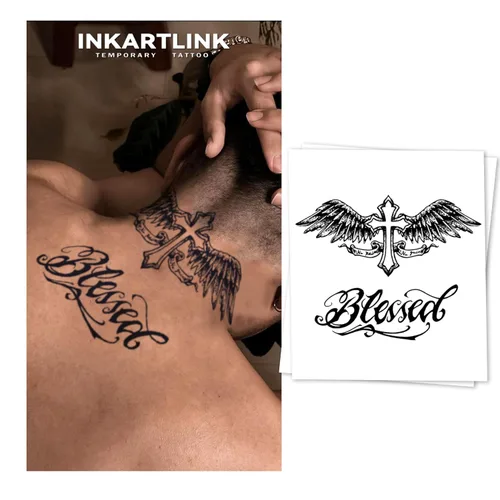 Miniatura 12 de INKARTLINK Tattoo Tech, 2 hojas de tatuaje semipermanente mediano, tatuajes temporales de diseño artístico para adultos, dura 1-2 semanas