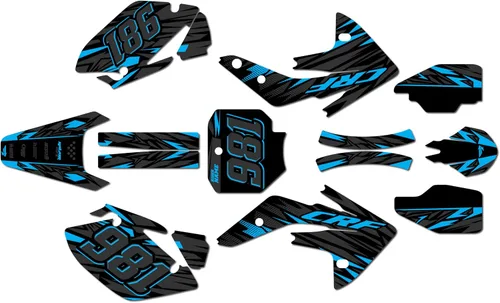 Miniatura 2 de Kit de gráficos para Honda CRF 150R (2007-2023) serie Twitch azul 09 mil – Dirt Bike - Kit de calcomanías gráficas de carreras personalizadas, sin